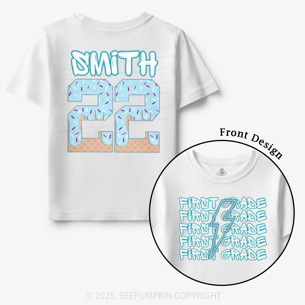 Personalized Blue Lightning Grade Toddler&Kid's Tees Beepumpkin