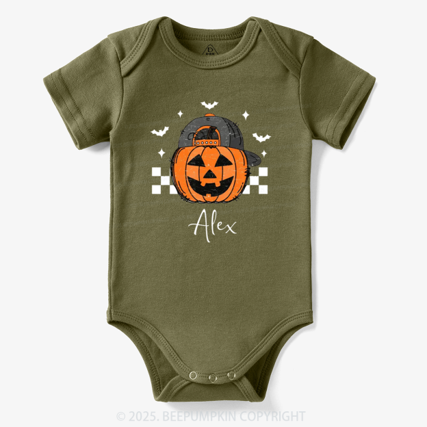 Personalized Jack-O-Lantern Name Bodysuit Beepumpkin