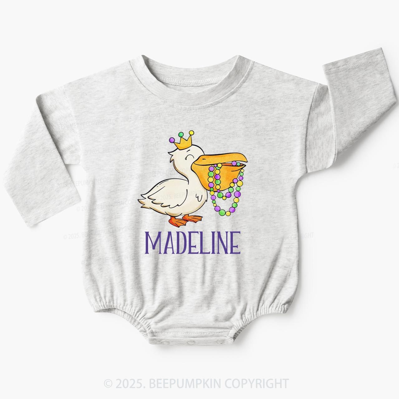 Personalized Louisiana Pelican Baby Bubble Romper Beepumpkin