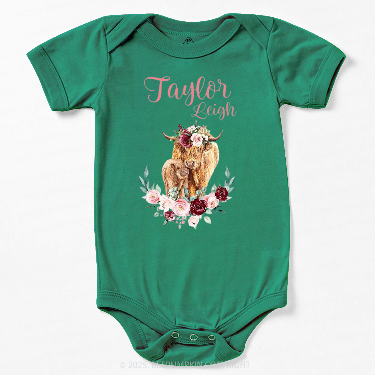 Personalized Name Highland Cow Baby Bodysuit Beepumpkin