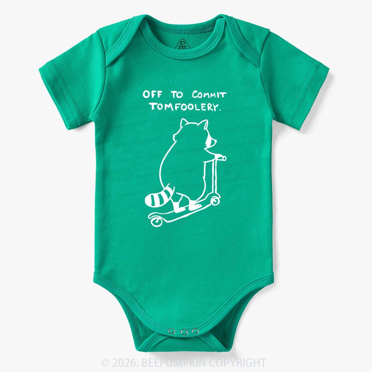 Off To Commit Tom Foolery Silly Raccoon Bodysuit