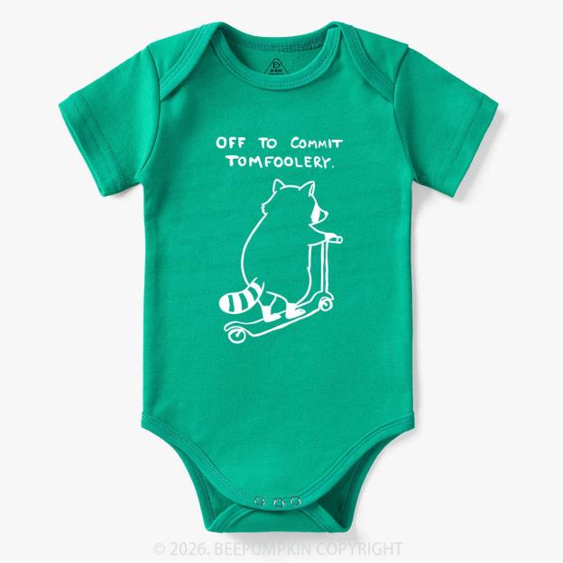 Off To Commit Tom Foolery Silly Raccoon Bodysuit