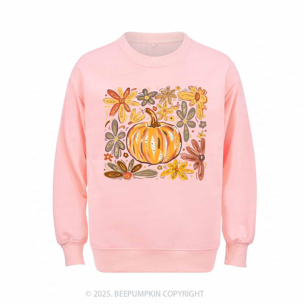 Glitter Boho Fall Floral Pumpkin Sweatshirt Beepumpkin