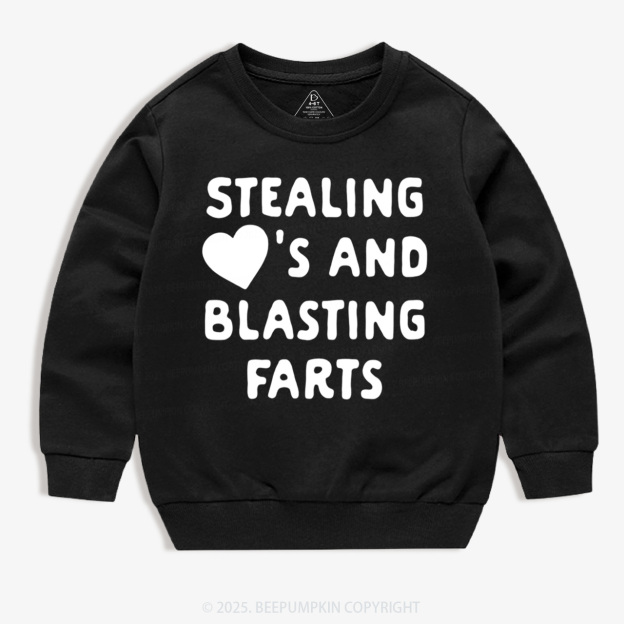 Stealing Hearts Blasting Farts Valentine's Day Kid's Sweatshirt