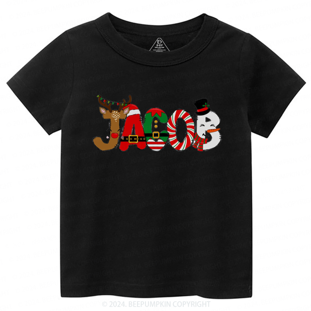 Personalized Christmas Colorful Monogram Toddler&Kids Tees 