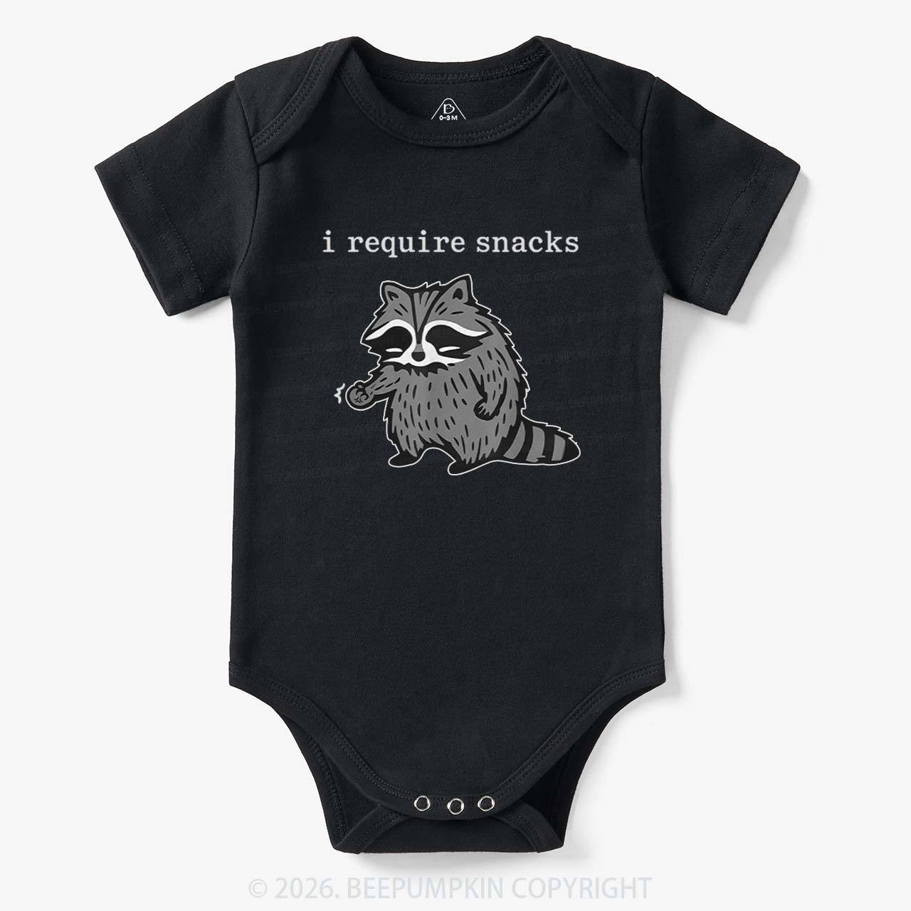 I Require Snacks Raccoon Bodysuit