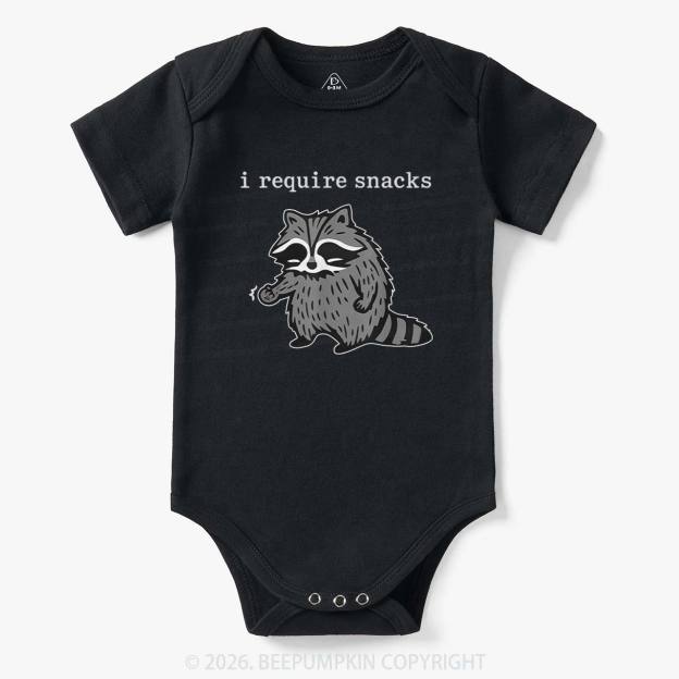 I Require Snacks Raccoon Bodysuit