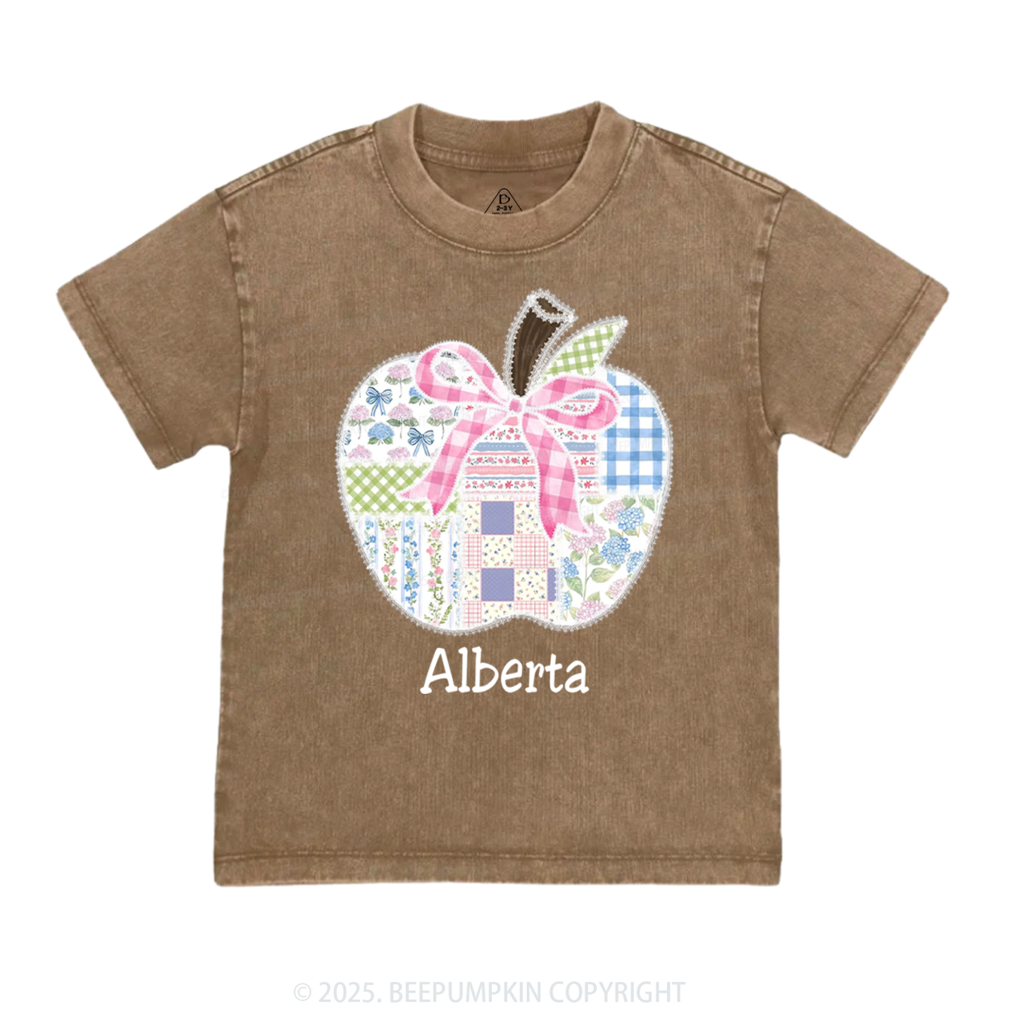 Personalized Lace Apple Name Toddler&Kids Washed Tees