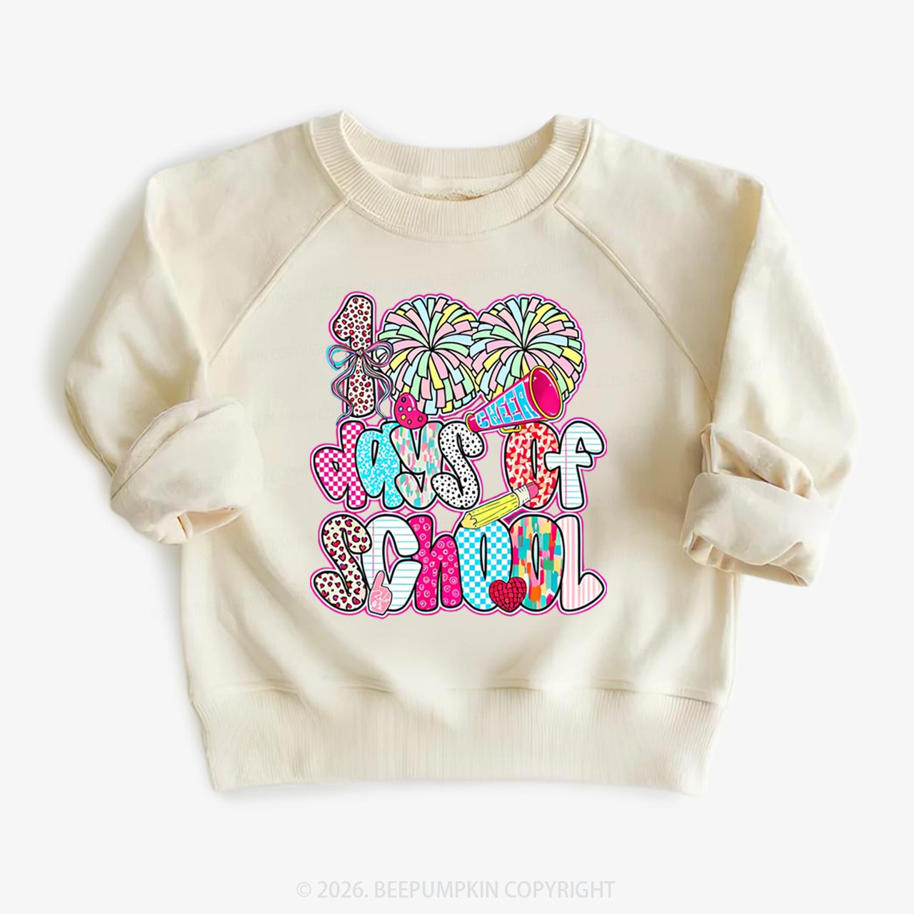 Cheer For 100 Days Pom Pom School Spirit Toddler&Kid's Sweatshirt
