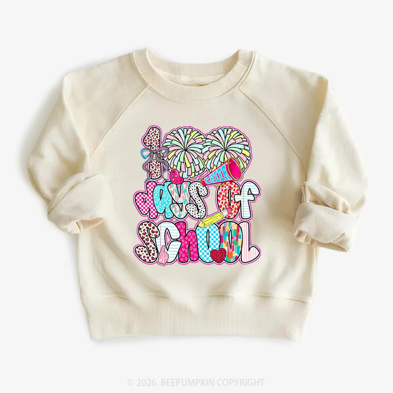 Cheer For 100 Days Pom Pom School Spirit Toddler&Kid's Sweatshirt