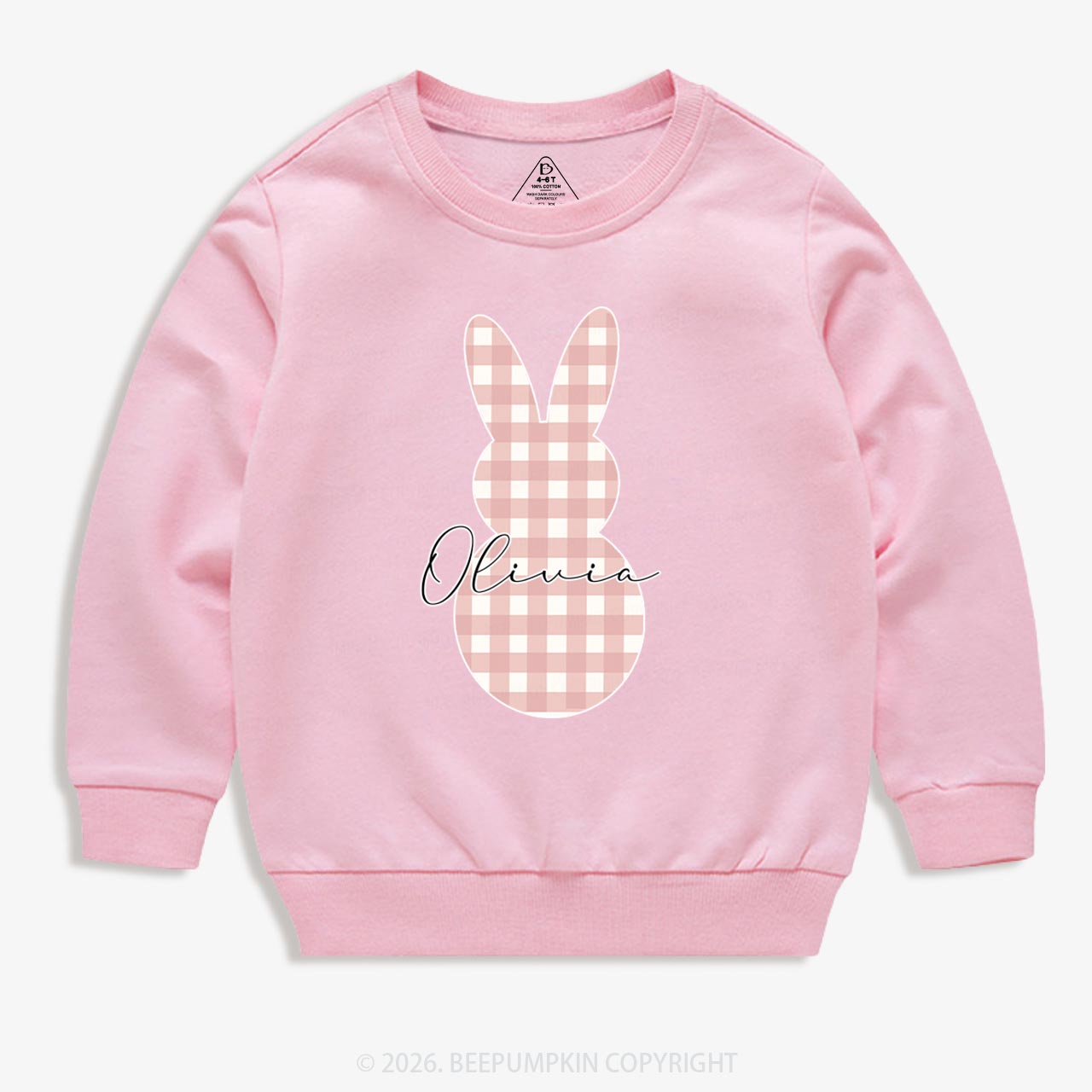 Personalised Easter Petit Gingham Bunny Kid's Sweatshirt