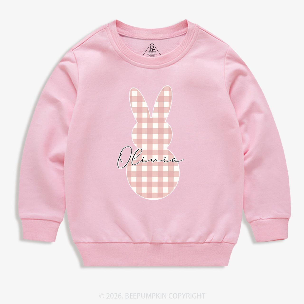 Personalised Easter Petit Gingham Bunny Kid's Sweatshirt
