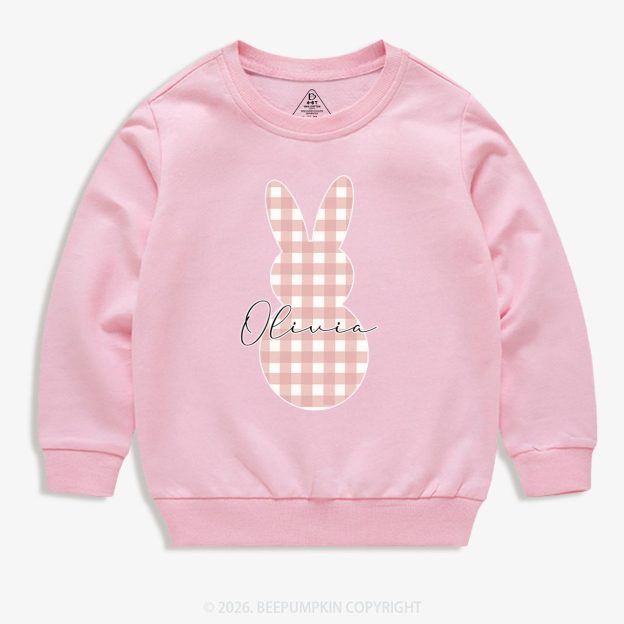 Personalised Easter Petit Gingham Bunny Kid's Sweatshirt