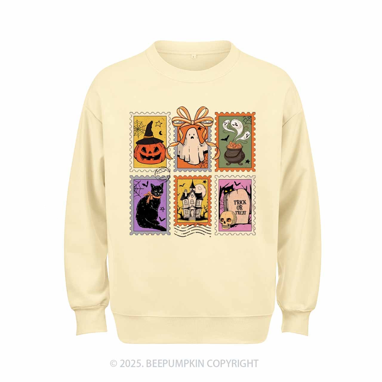 Retro Halloween Cat Ghost Sweatshirt Beepumpkin