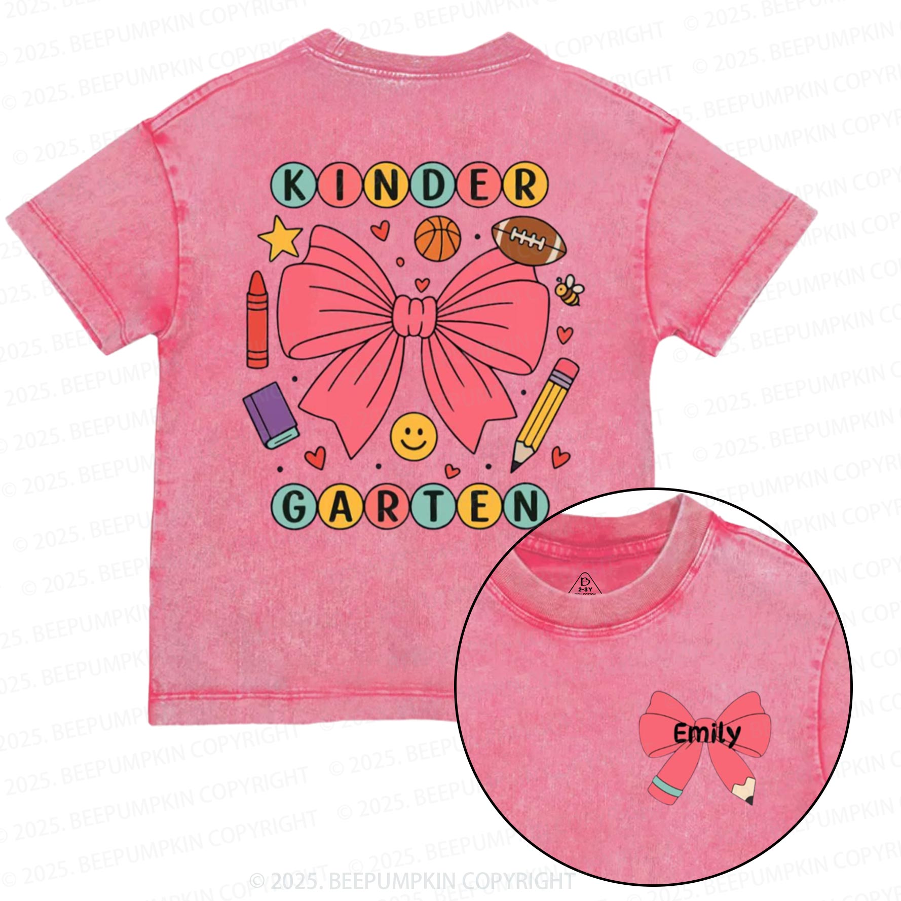 Personalized Coquette Kindergarten Toddler&Kids Washed Tees