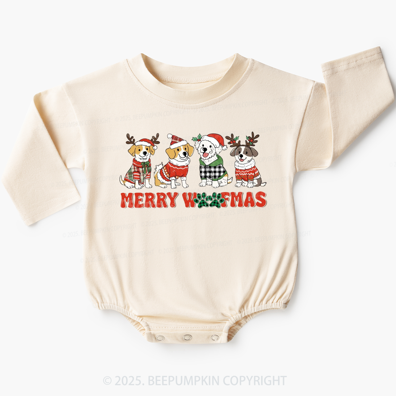 Merry Woofmas Baby Bubble Romper Beepumpkin