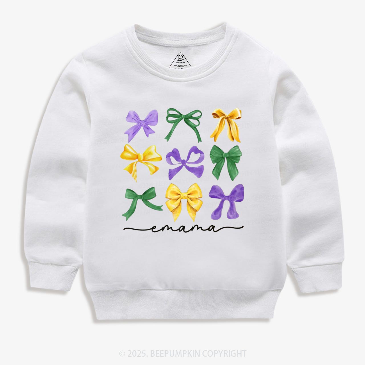 Personalized Carnival Bow Name Kid's Sweatshirt