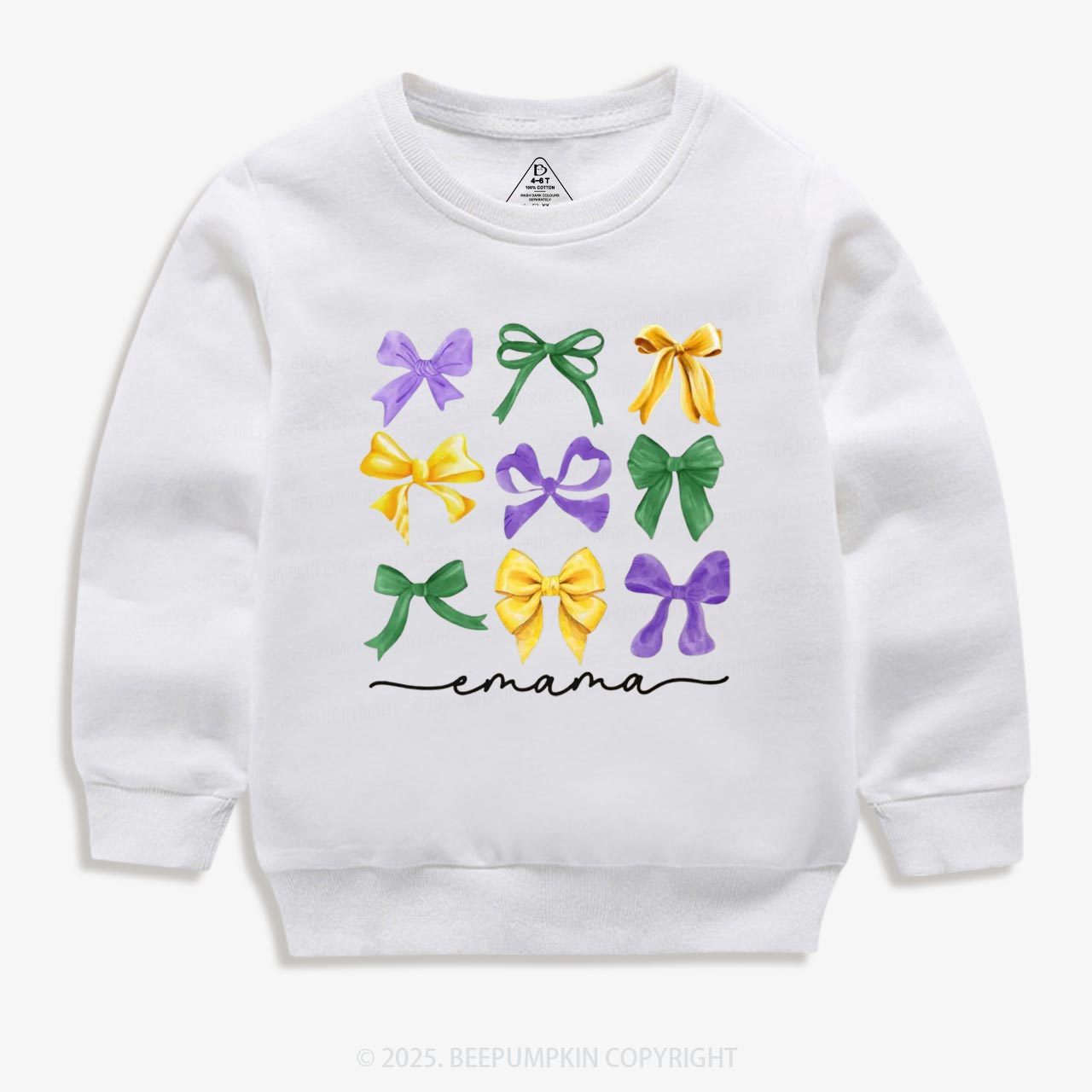 Personalized Carnival Bow Name Kid's Sweatshirt