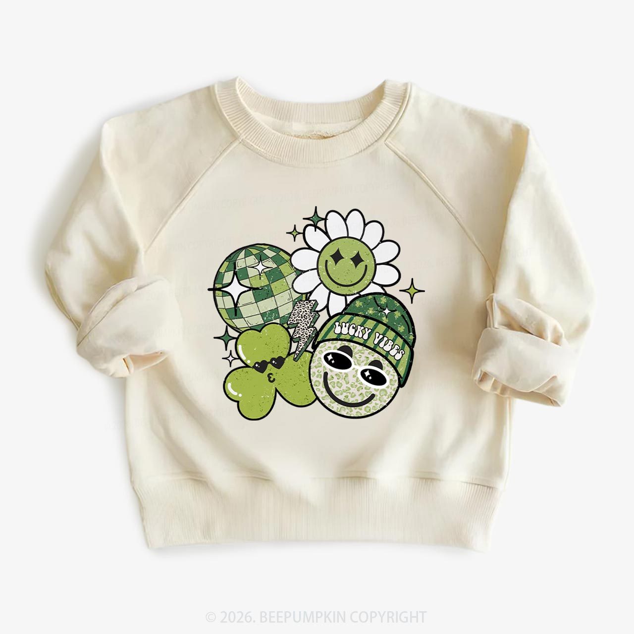 Disco Lucky Vibes St.Patricks Day Kids Sweatshirt