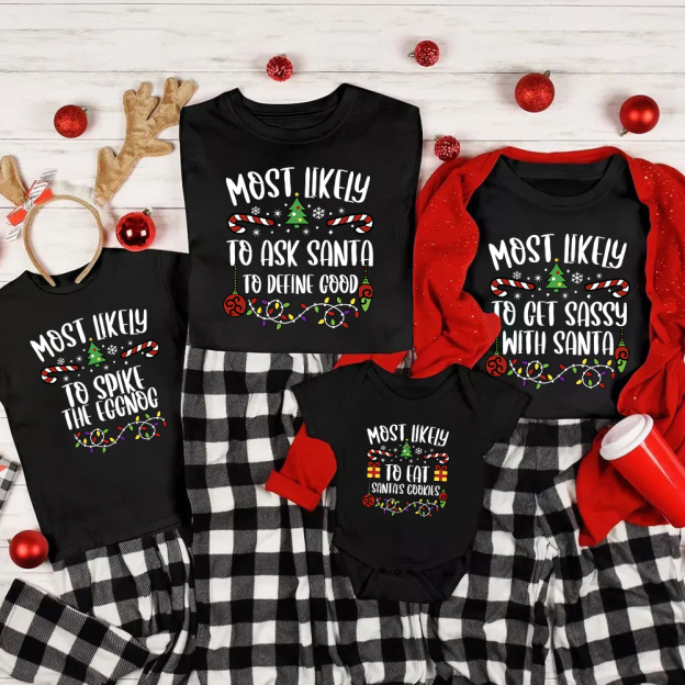 48 Quotes Most Likely To Christmas Family Matching Shirt
