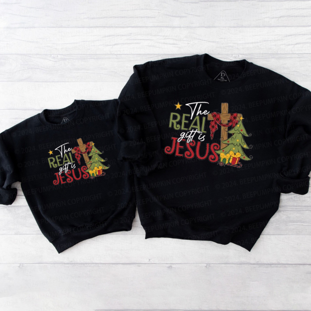 The Real Gift Is Jesus Christmas Family Christmas Sweatshirt