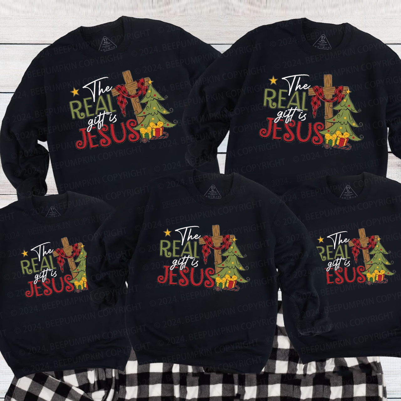 The Real Gift Is Jesus Christmas Family Christmas Sweatshirt