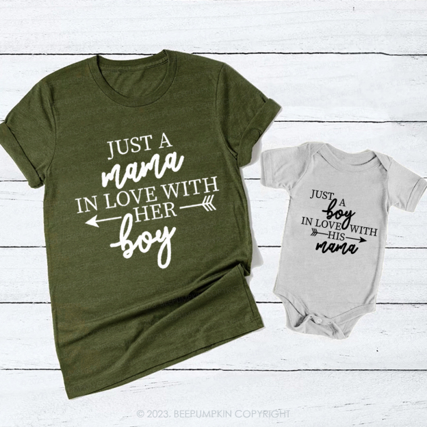 Just A Boy In Love With His Mama Matching T-Shirts For Mom&Me