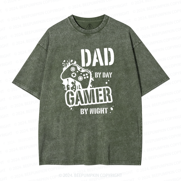 Dad By Day Gamer By Night Washed T-Shirts 