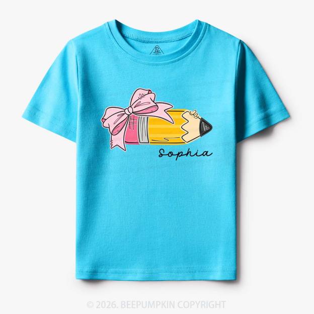 Personalized Name Girls Pencil With Bow Toddler&Kid's Tees