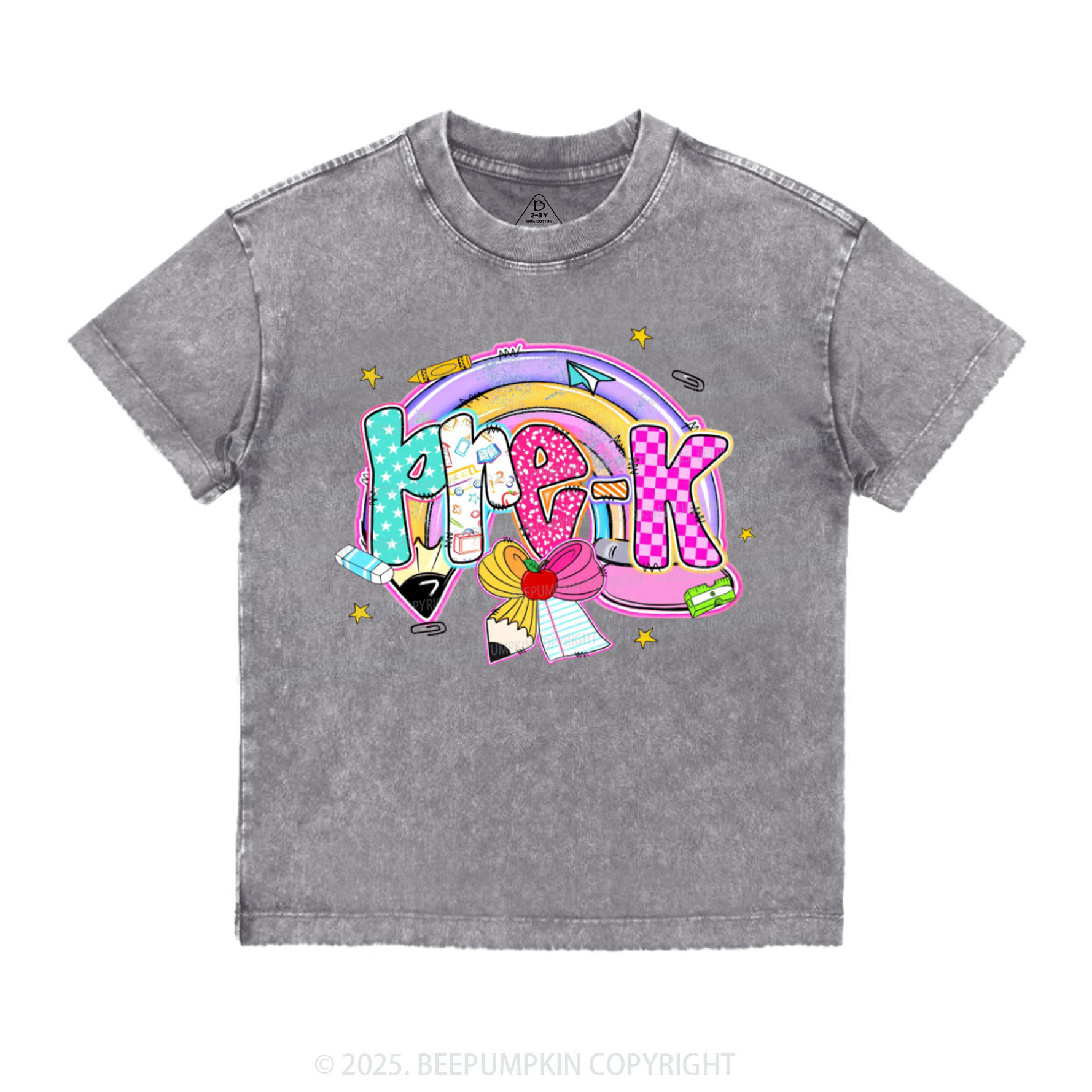 Personalized Rainbow Learning Days Toddler&Kids Washed Tees