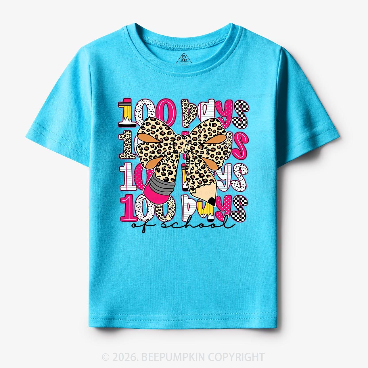 Leopard Love 100 Days Of  School Edition Toddler&Kid's Tees Beepumpkin