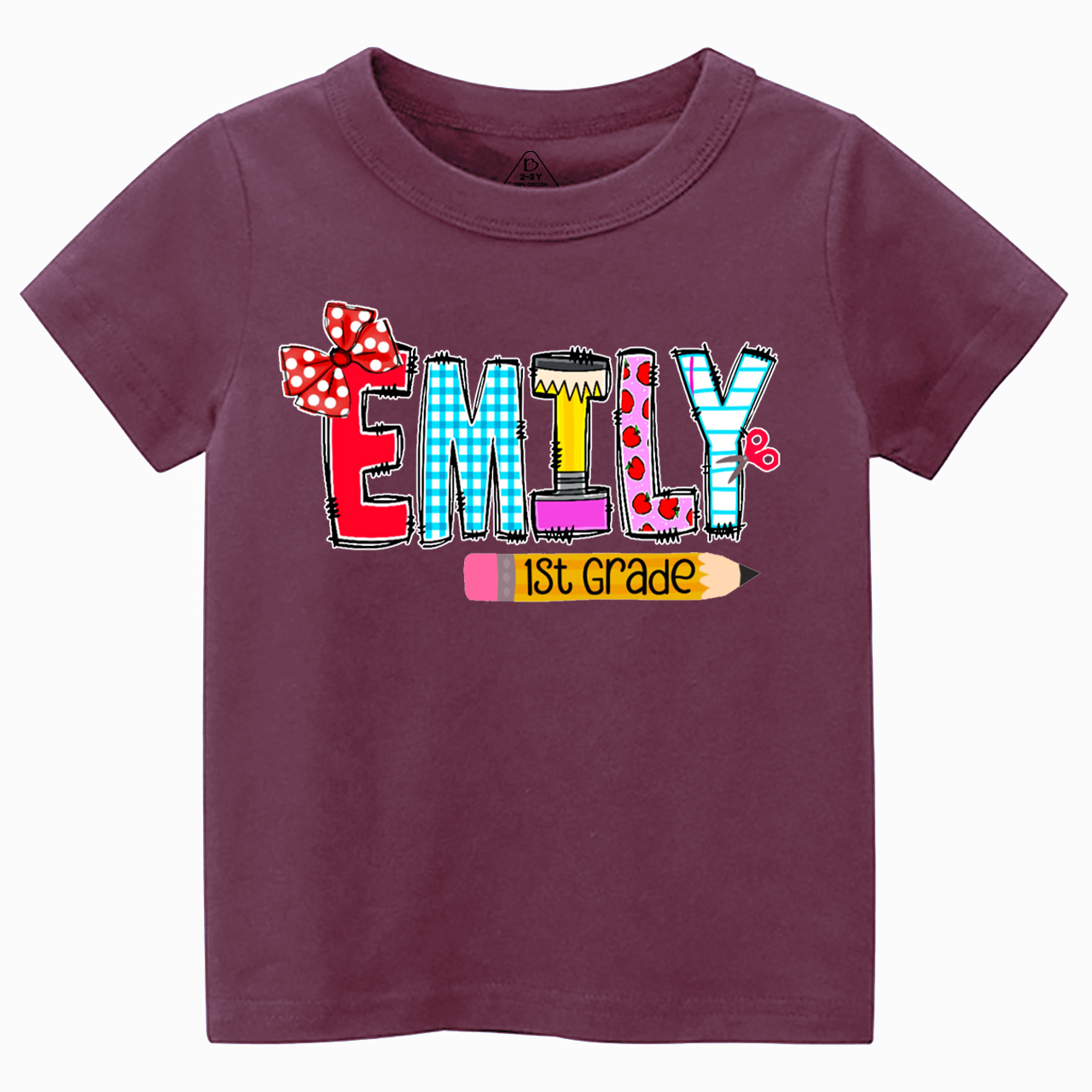 Personalized Name First Day Of School Toddler&Kid's Tees Beepumpkin 