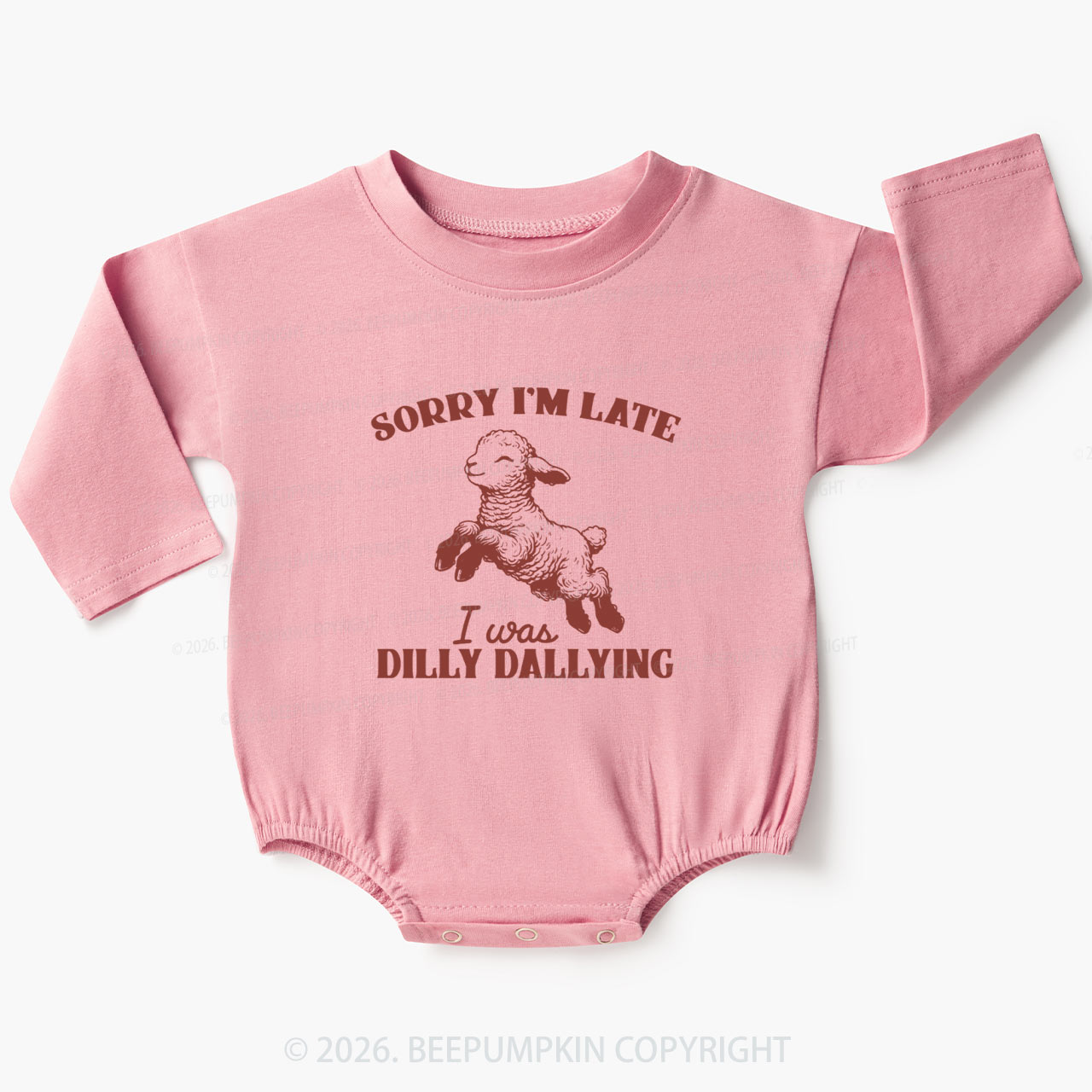 Sorry I'm Late I Was Dilly Dallying Lamb Sheep Baby Bubble Romper