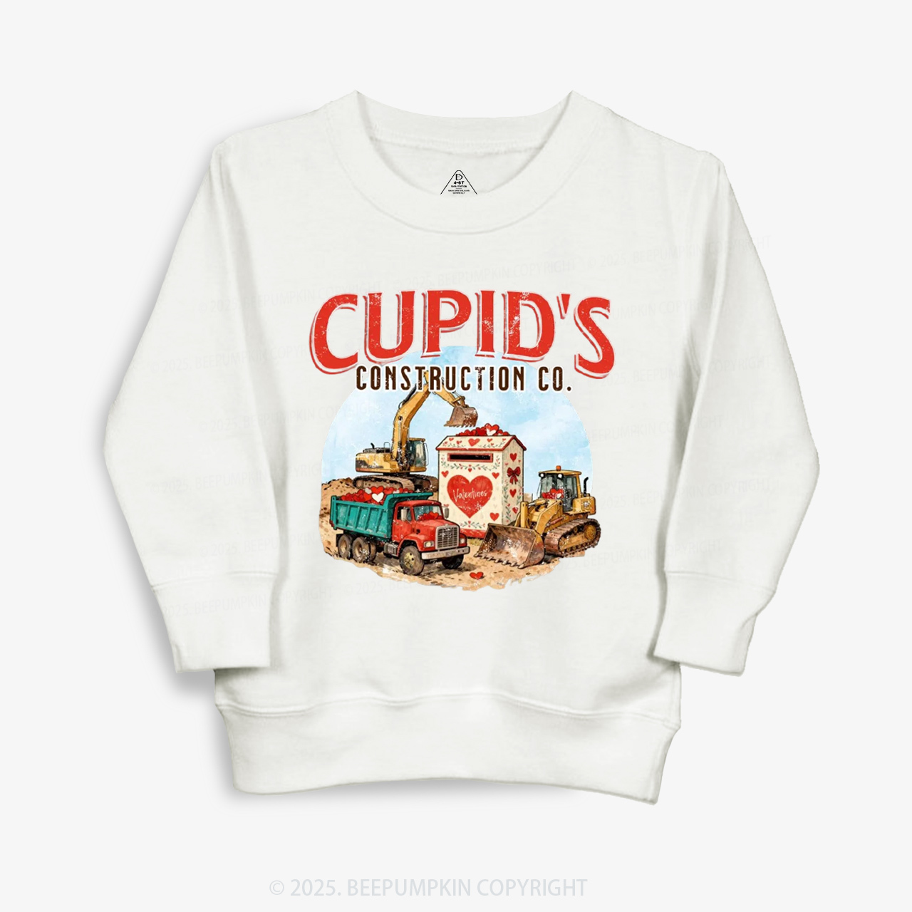 Construction Trucks Valentine's Day Kid's Sweatshirt