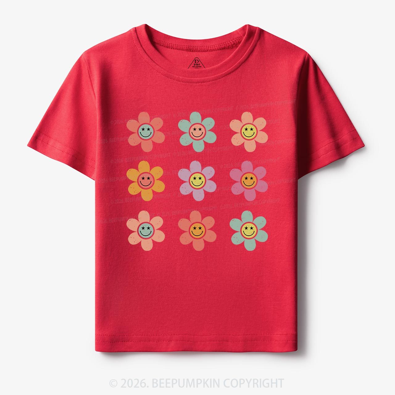 Happy Face Flowers Summer Kids T-Shirts