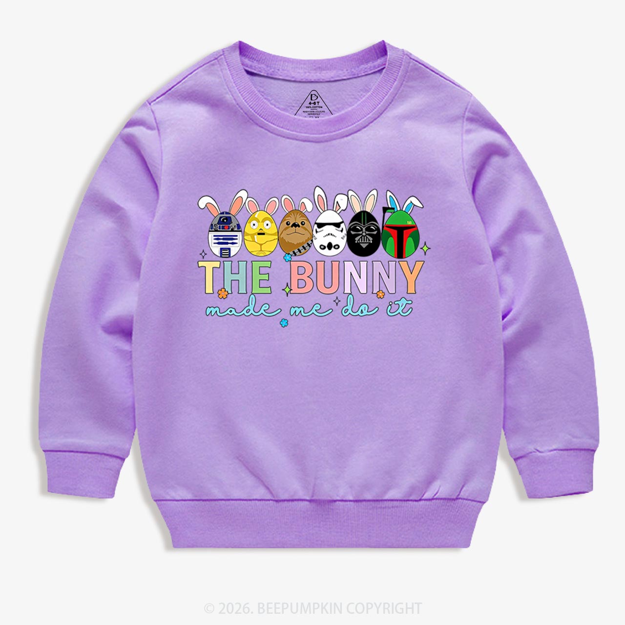 Cute Cartoon Characters Happy Easter Kid's Sweatshirt