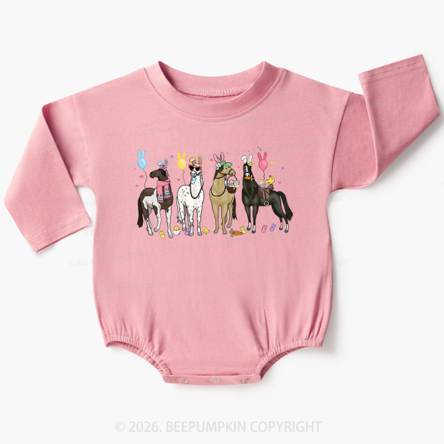 Funny Horse Easte Baby Bubble Romper