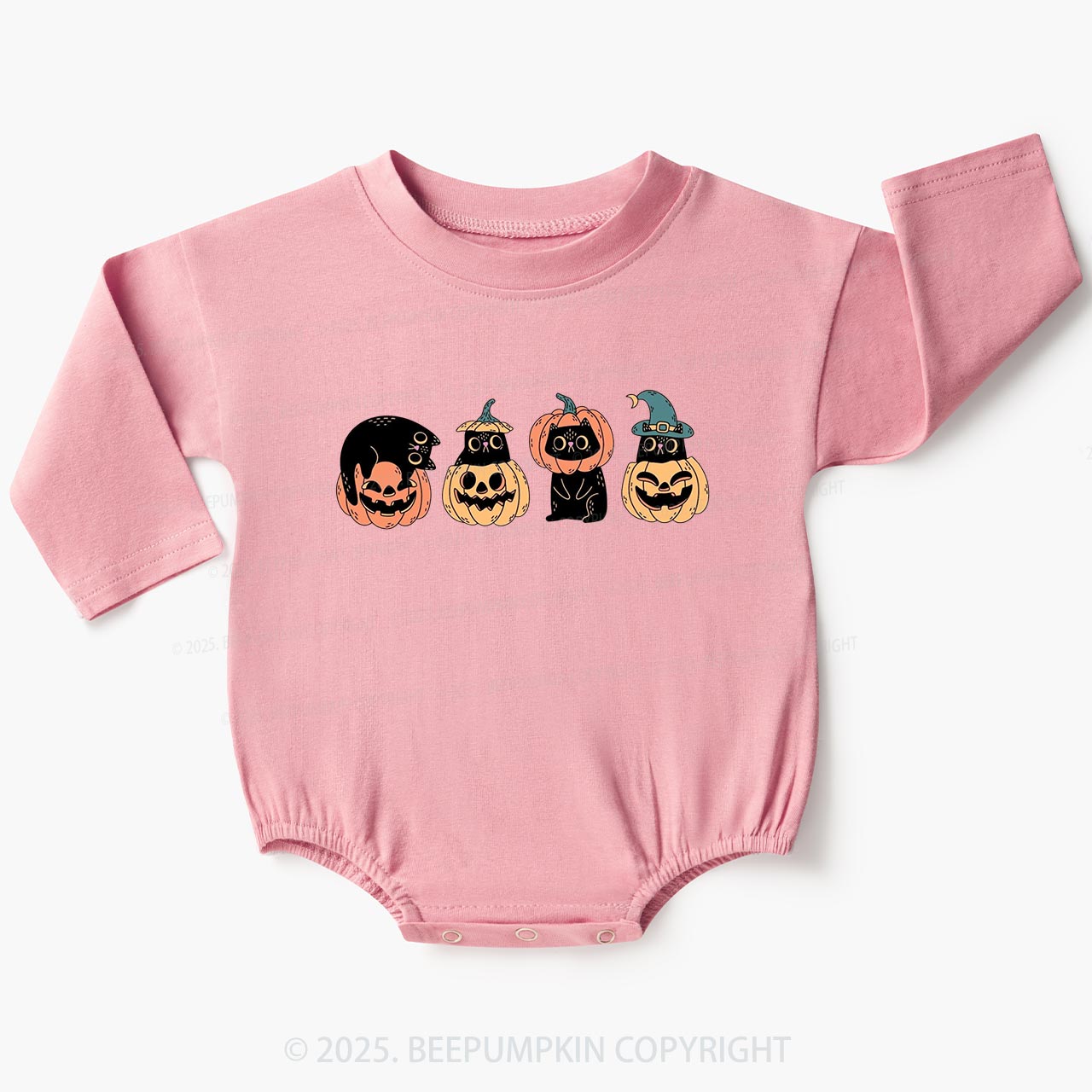 Halloween Cat & Pumpkin Baby Bubble Romper Beepumpkin