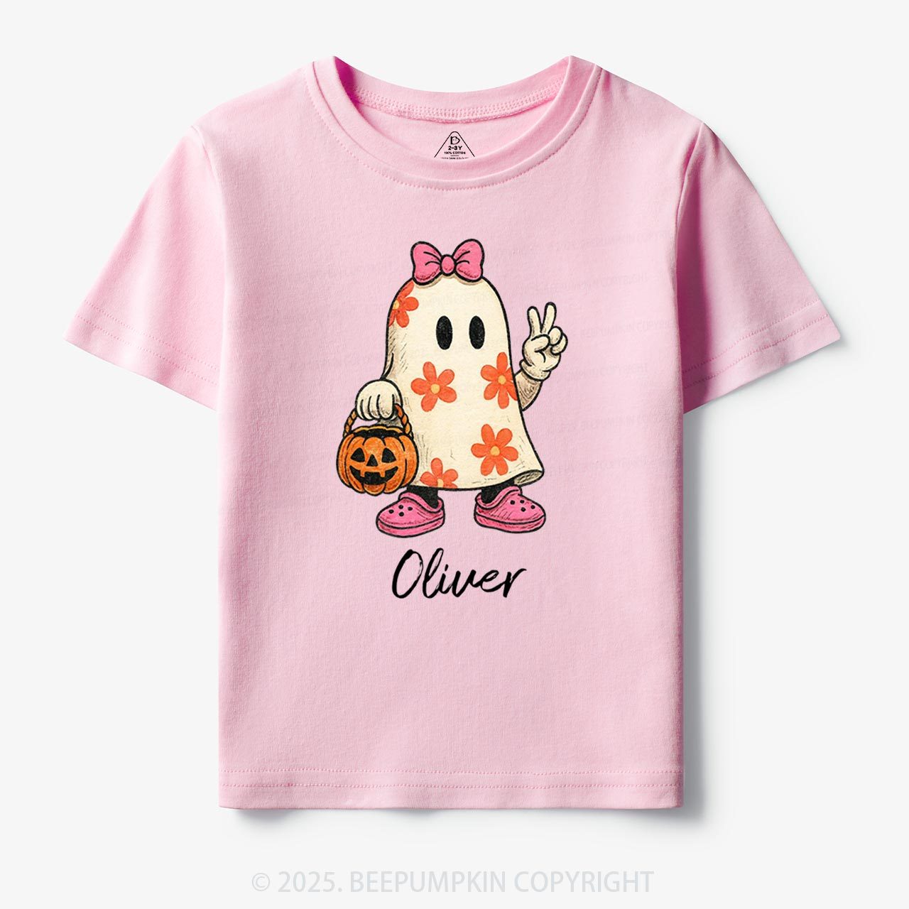 Personalized Halloween Cute Ghost and Pumpkin Toddler&Kid's Tees Beepumpkin