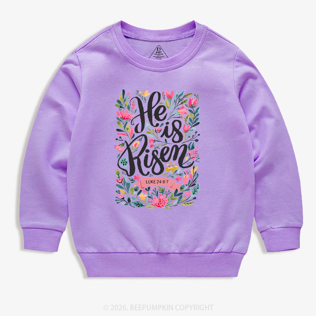 He is Risen Blooming Grace Easter Kid's Sweatshirt
