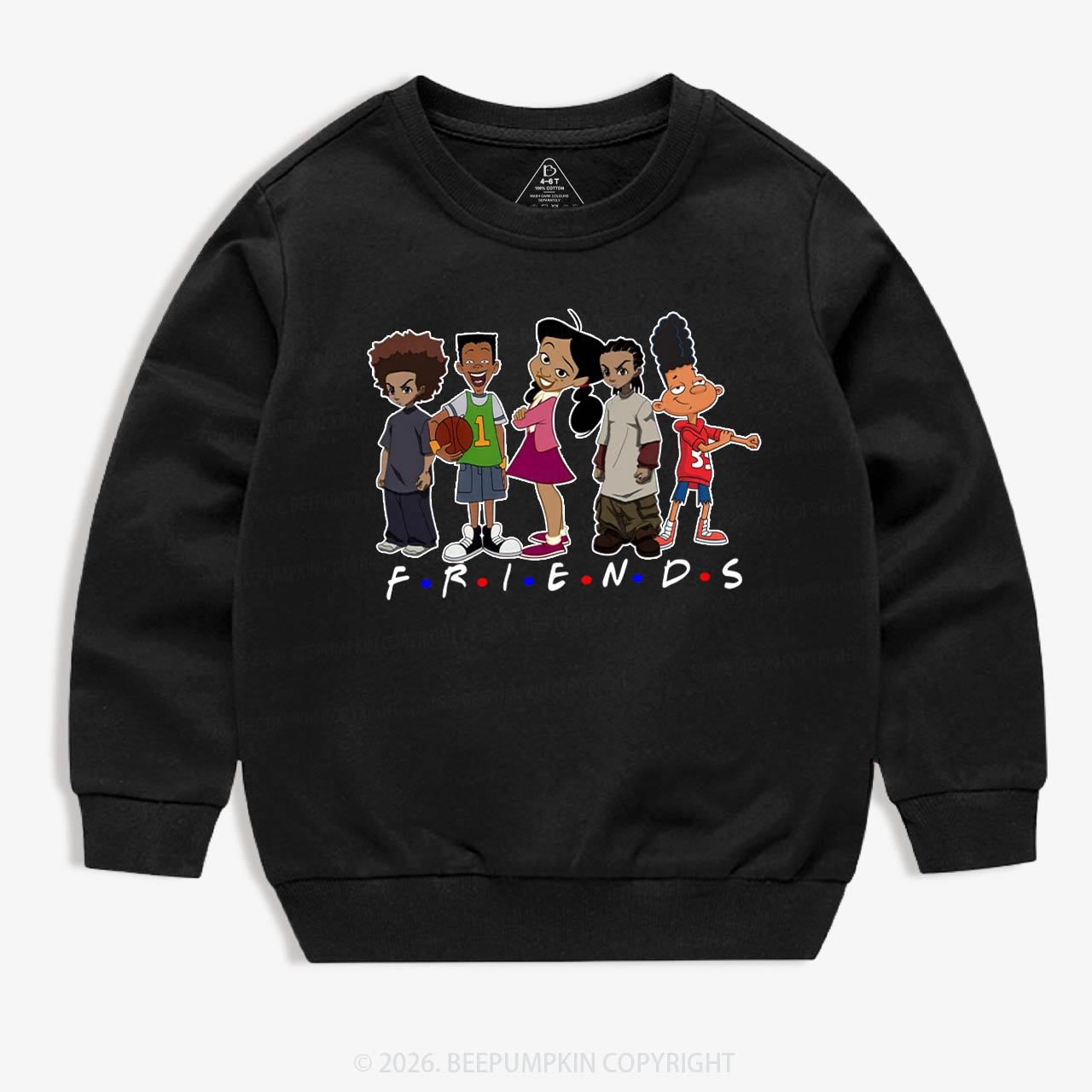 Black Cartoon Characters Kid's Sweatshirt