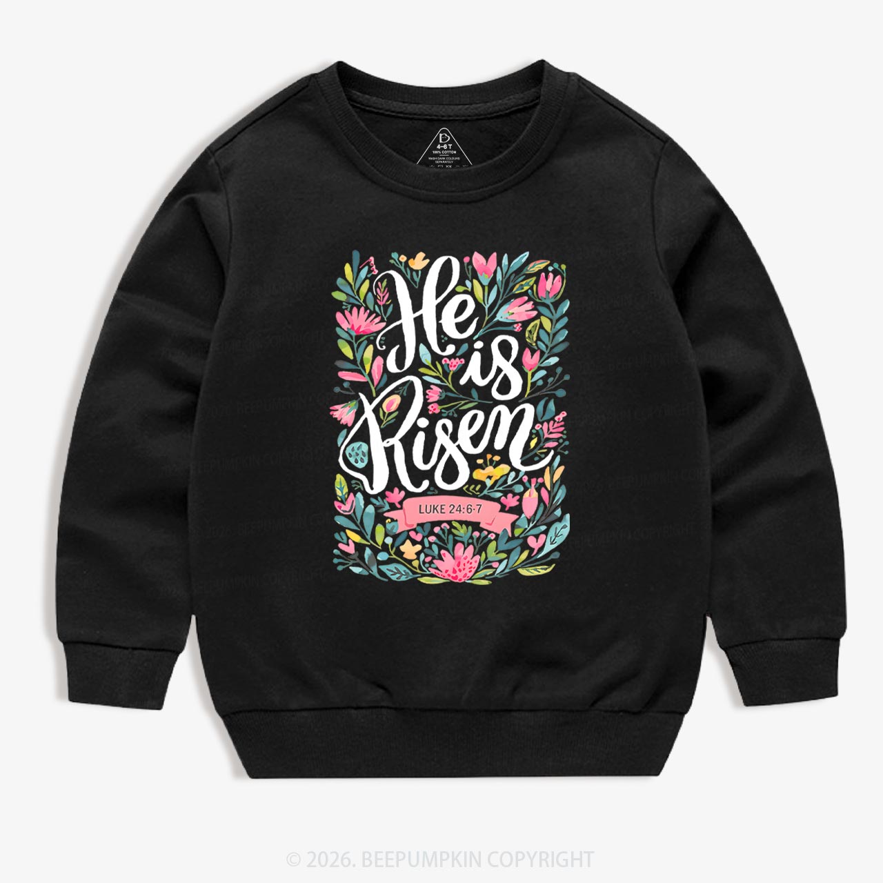 He is Risen Blooming Grace Easter Kid's Sweatshirt