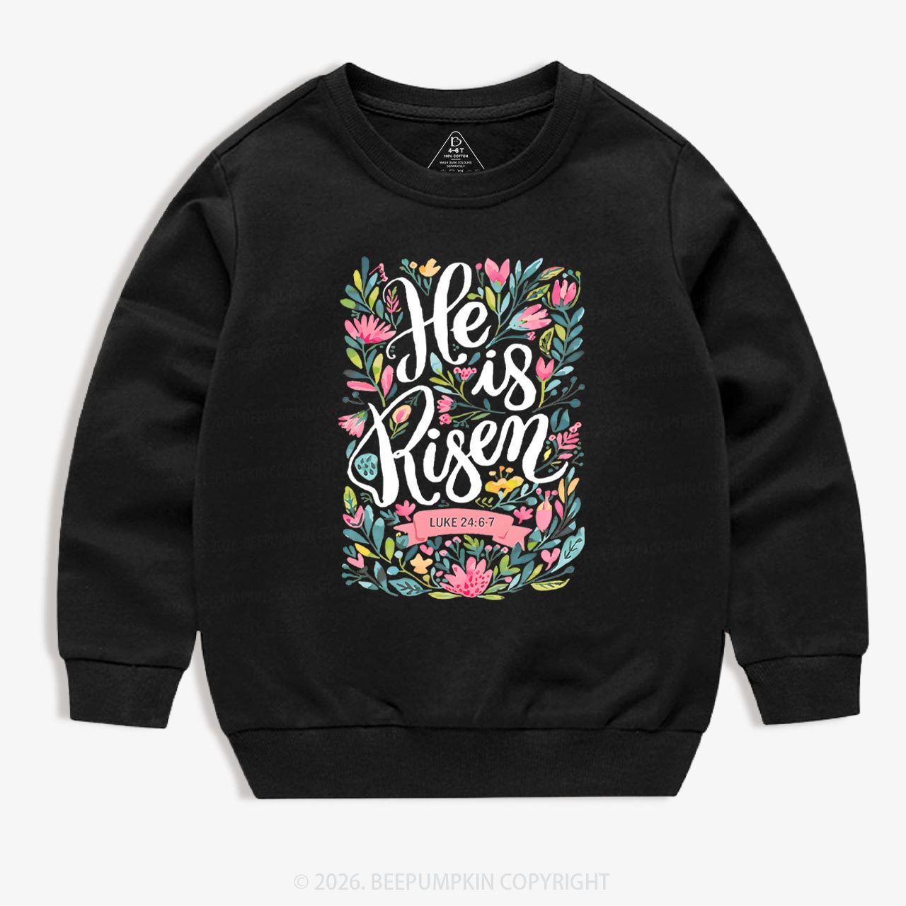 He is Risen Blooming Grace Easter Kid's Sweatshirt