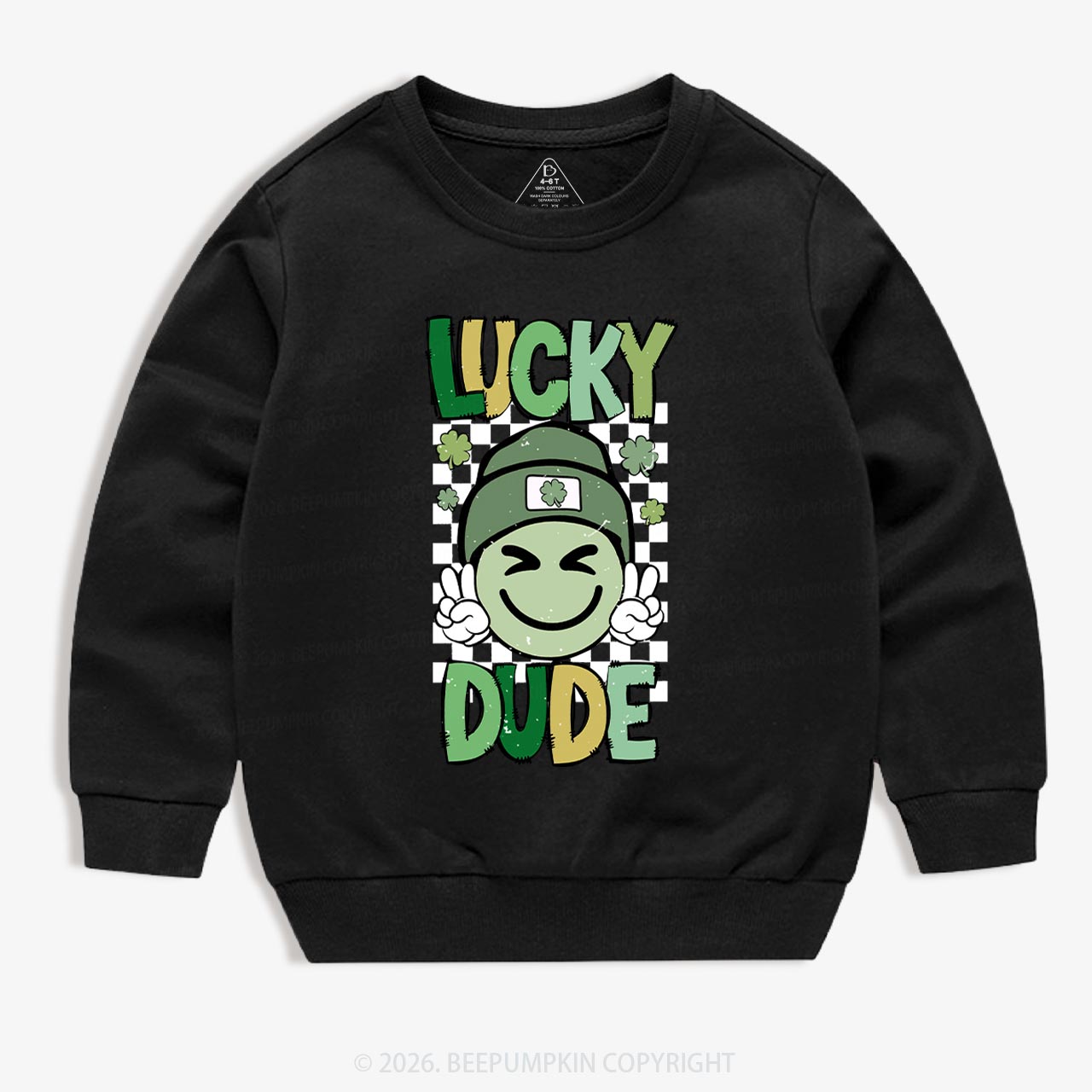 Retro Lucky Dude St.Patricks Day Kids Sweatshirt