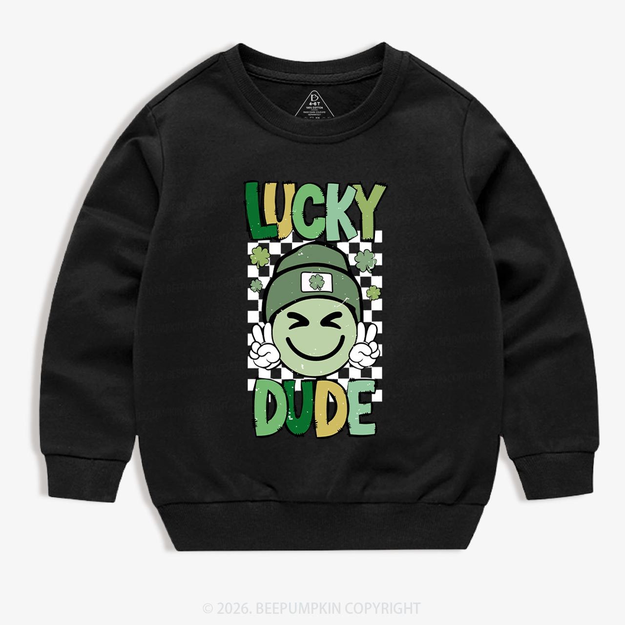 Retro Lucky Dude St.Patricks Day Kids Sweatshirt