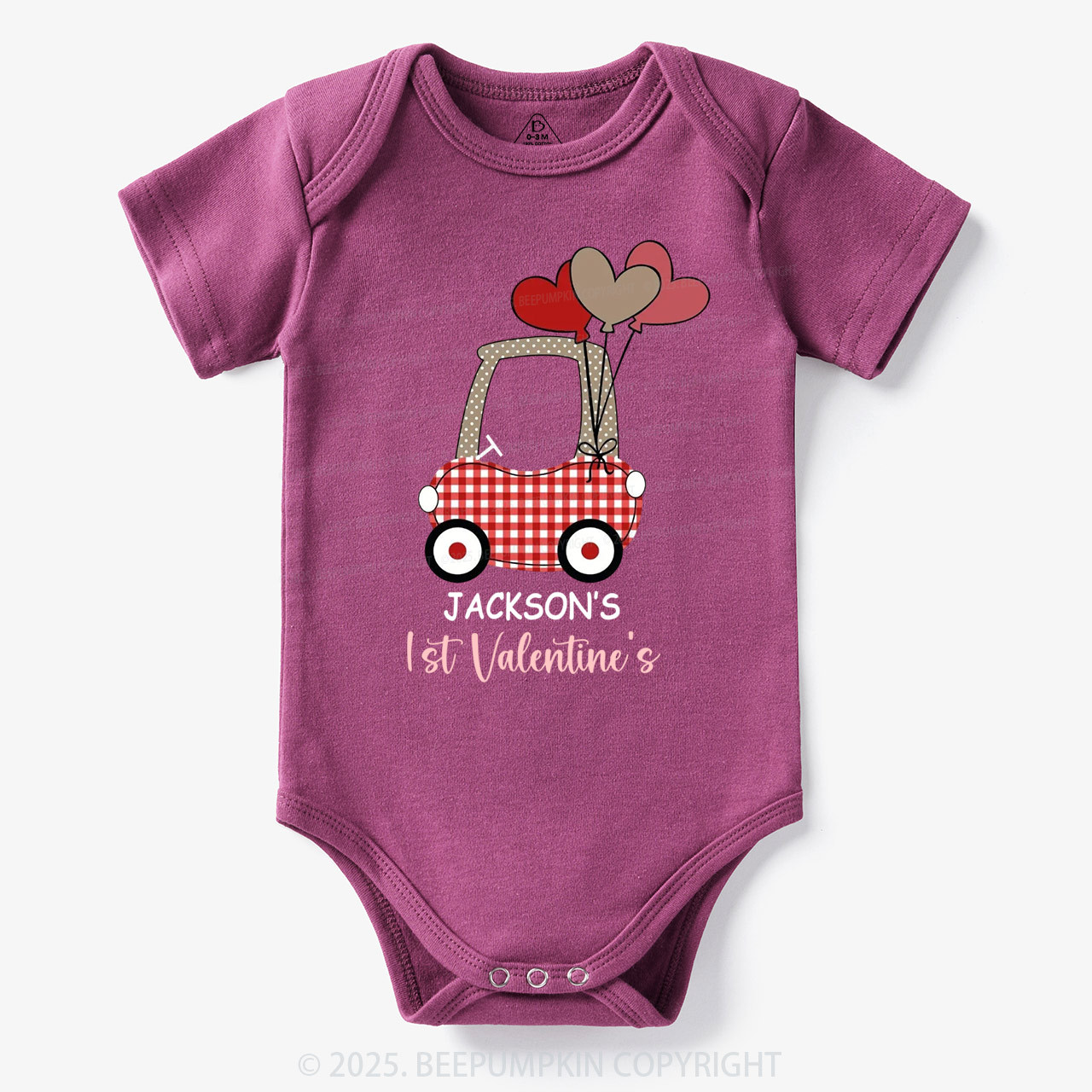 Personalized Car My First Valentine's Day Bodysuit Beepumpkin