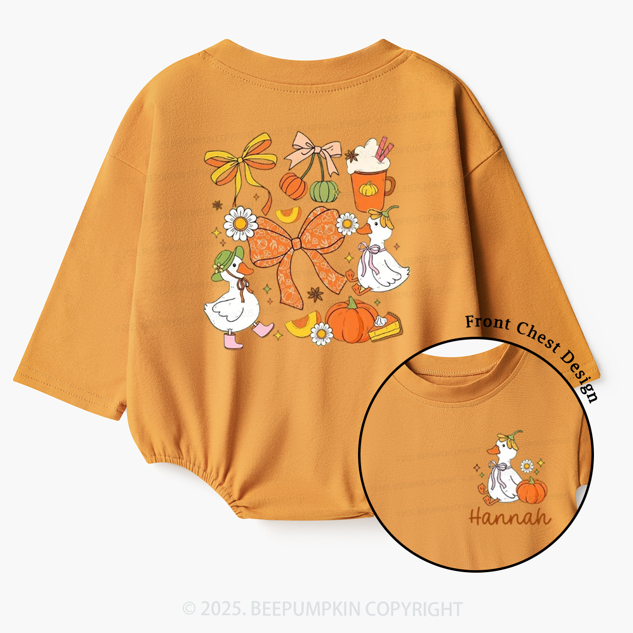 Personalized Name Pumpkin and Goose Baby Bubble Romper Beepumpkin