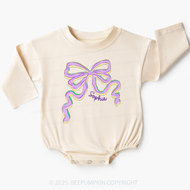 Personalized Sugar Bow Mardi Gras Baby Bubble Romper Beepumpkin