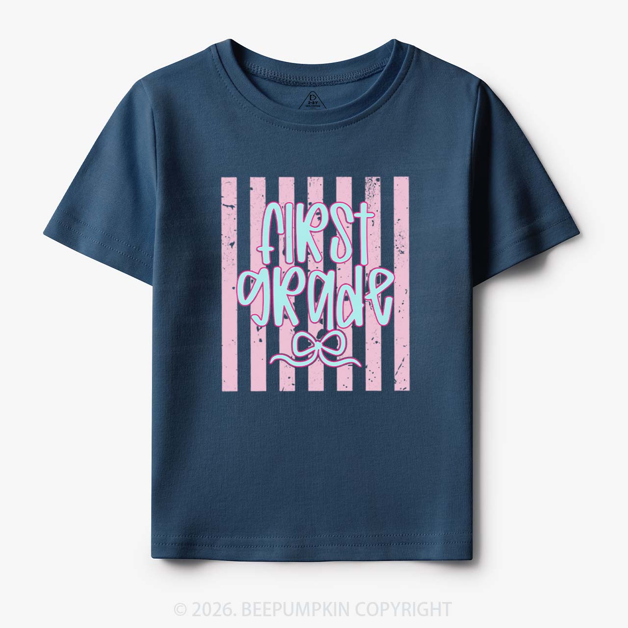 Colorful Stripes First Grade Cutie Bow Toddler&Kid's Tees
