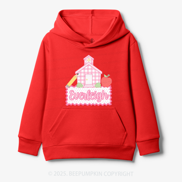Personalized Pink Schoolhouse Kid's Hoodies Beepumpkin
